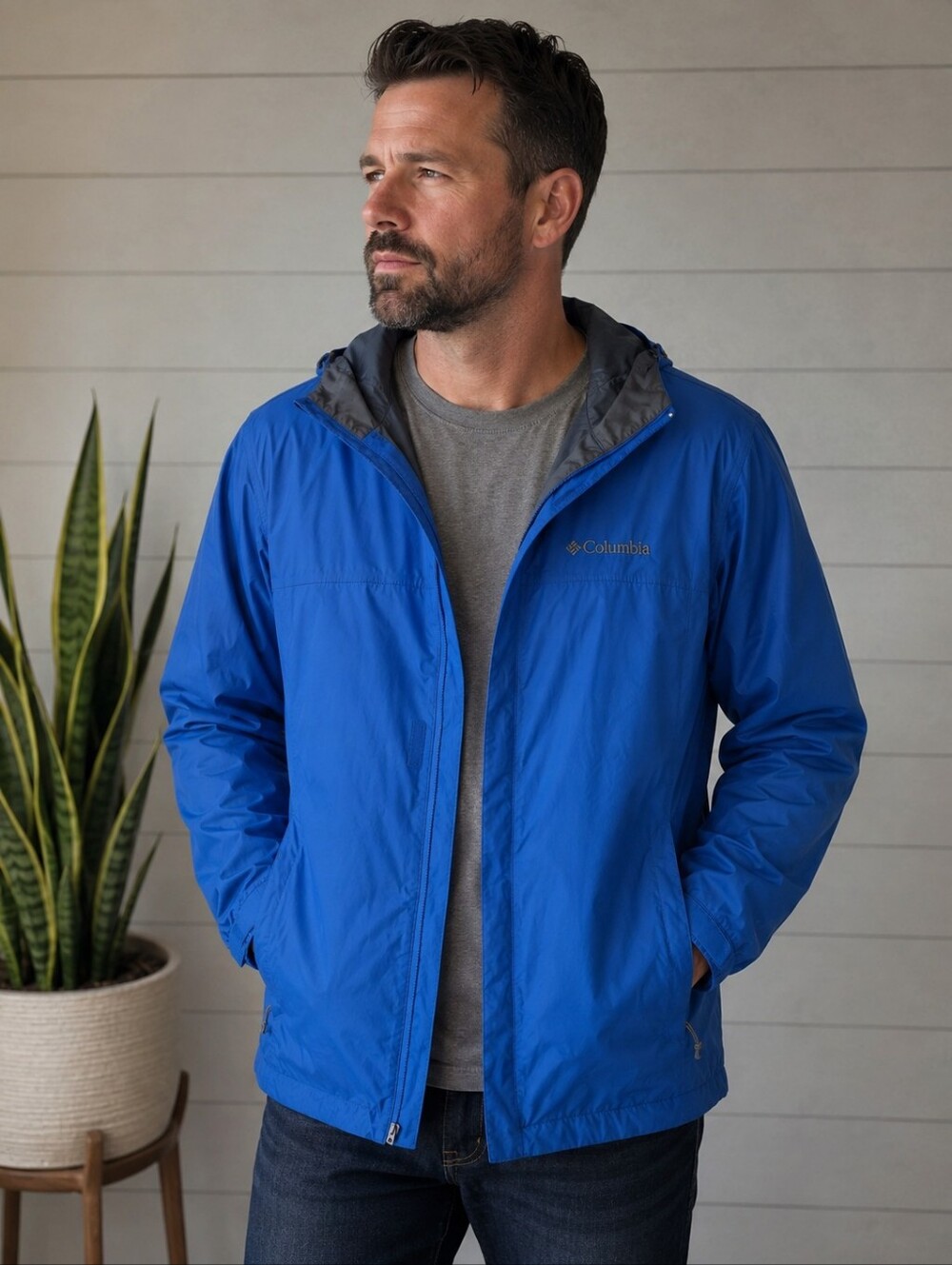 Columbia Watertight Hooded Rain Jacket - Blue
